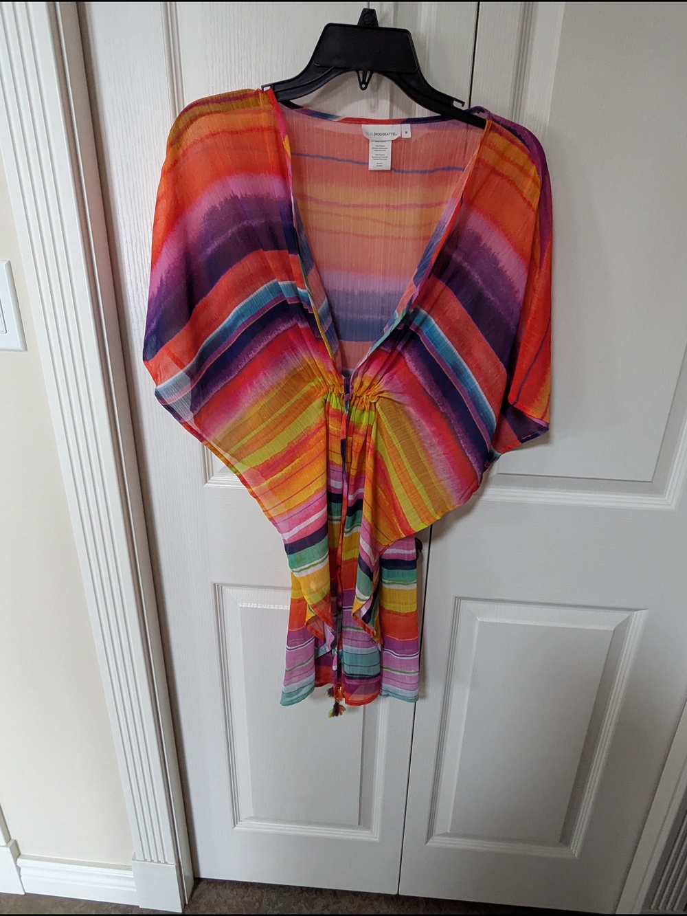 Vibrant Multi-Stripe Tie-Front Cover-Up